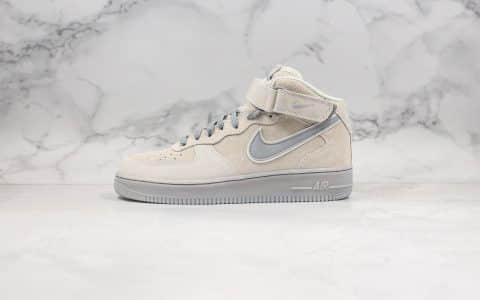 耐克Nike Air Force1 MID 1'07纯原版本3m反光中帮空军一号浅灰色果冻透明底海外限定内置全掌Sole气垫原盒原标 货号：315123-002