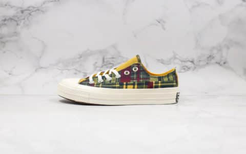 匡威Converse 70s Twisted Plaid公司级版本撞色格子系列低帮板鞋黄绿配色优质麂皮鞋舌