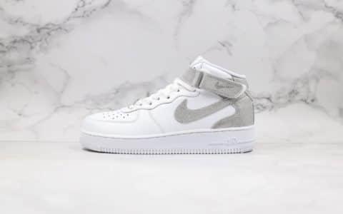 耐克Nike Air Force 1 Mid纯原版本中帮空军一号AF1白满天星闪银配色原底原模内置sole蜂窝气垫 货号：315123-118