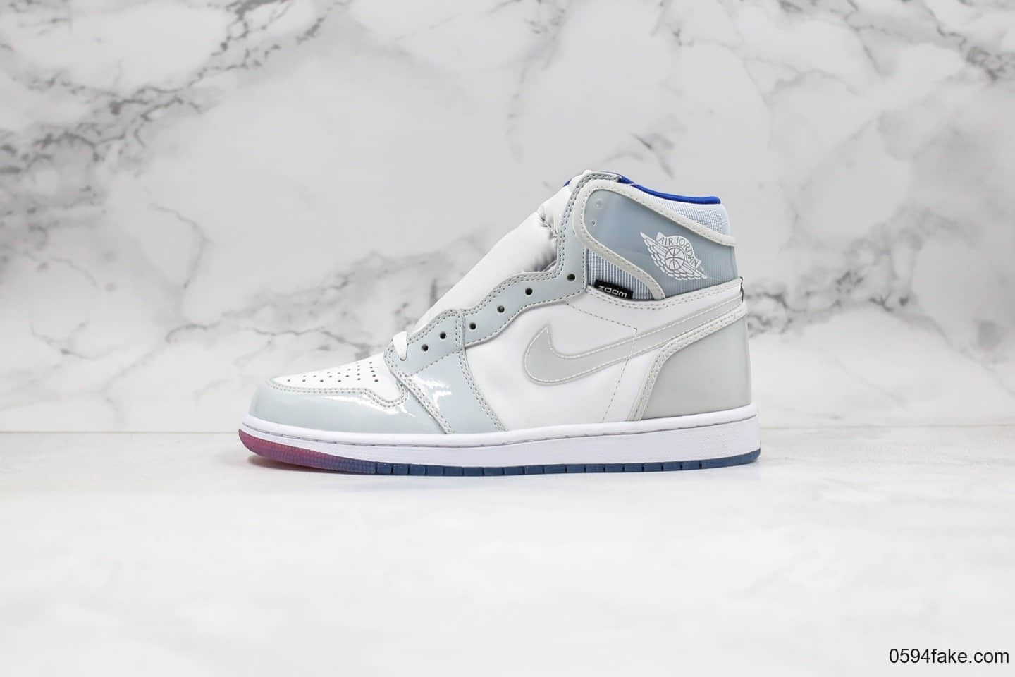 乔丹Air Jordan 1 High Zoom R2T纯原版本赛车蓝白配色AJ1原厂皮料原档案数据开发 货号：CK6637-104