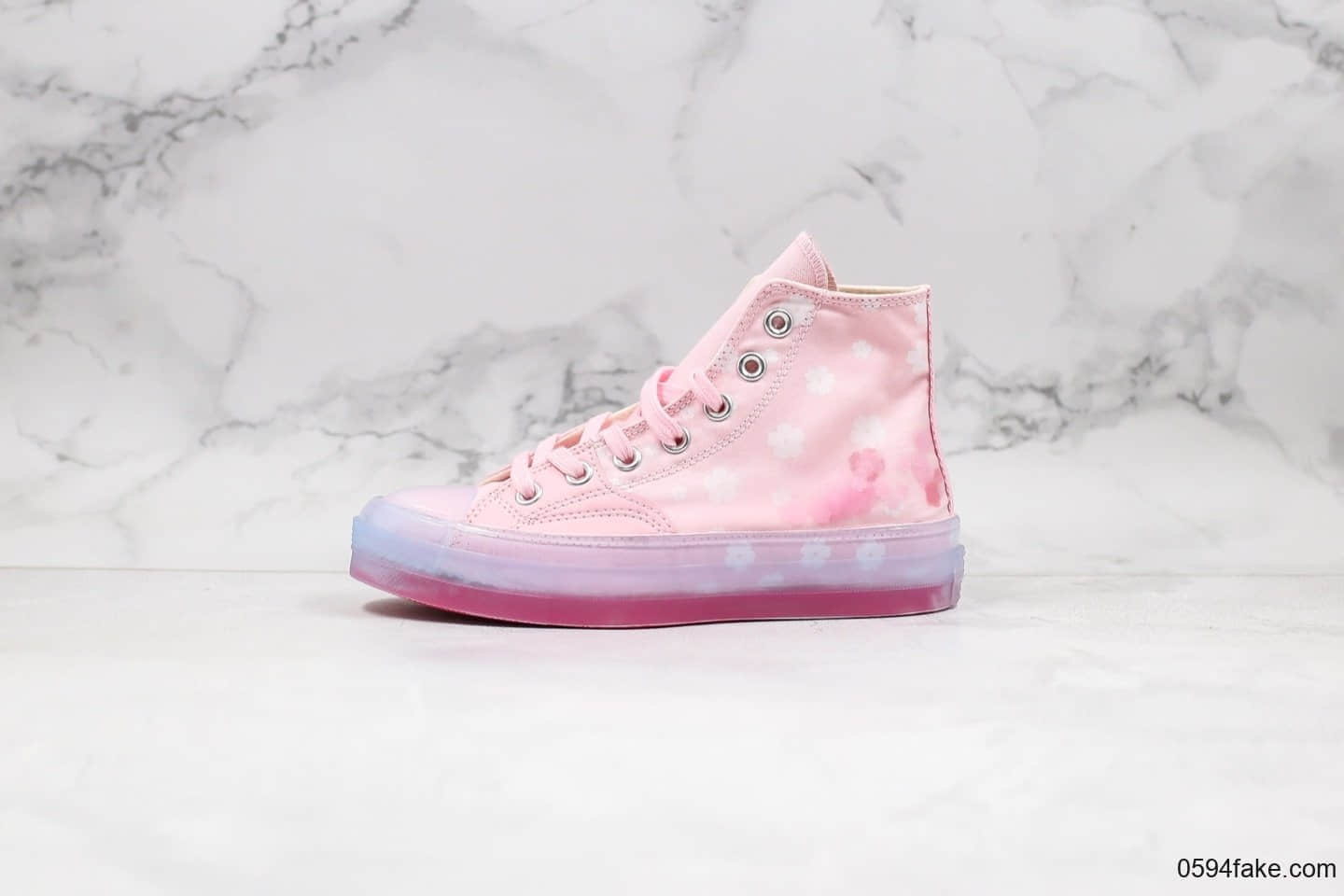 匡威CONVERSE Chuck 70S公司级版本樱花粉小花配色原厂樱花图案透明大底原档案数据开发