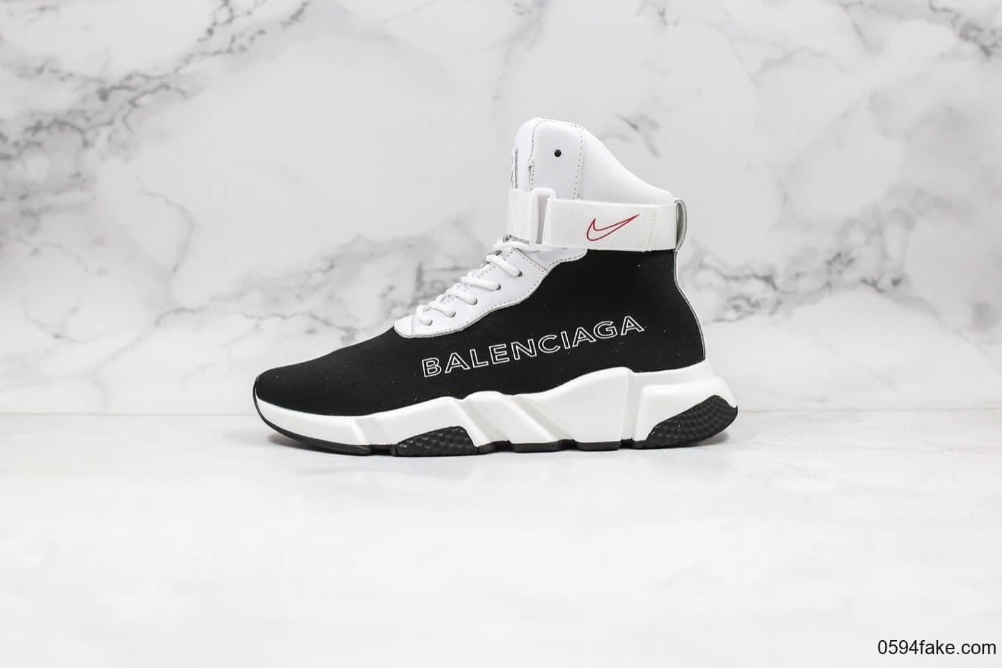 巴黎世家Balenciaga Triple S x Nike纯原版本耐克联名款高帮袜子鞋黑白一比一原厂大底原档案数据开发配件齐全