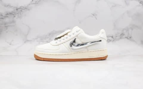 耐克Travis Scott x Nike Air Force 1纯原版本联名款低帮空军一号换钩米白配色正确3M反光内置气垫原盒原标 货号：AQ4211-101