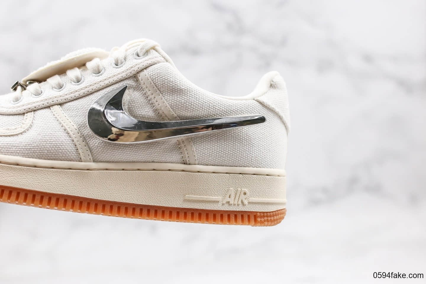 耐克Travis Scott x Nike Air Force 1纯原版本联名款低帮空军一号换钩米白配色正确3M反光内置气垫原盒原标 货号：AQ4211-101