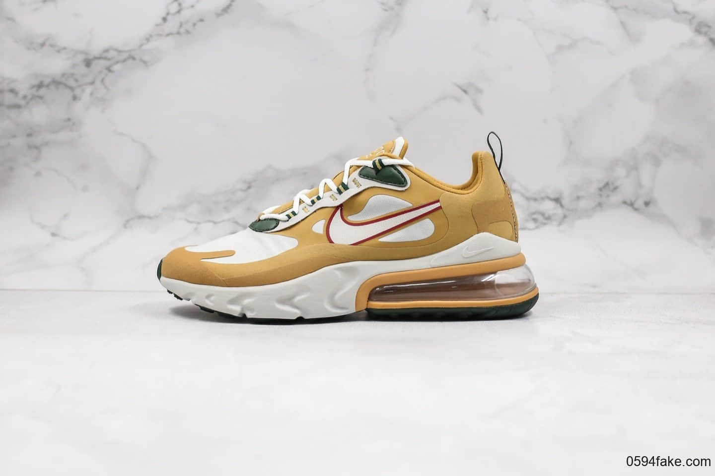 耐克Nike Air Max 270 React Bauhaus纯原版本Max270气垫鞋棕绿色内置原厂半掌气垫原楦头原纸板打造 货号：AO4971-700