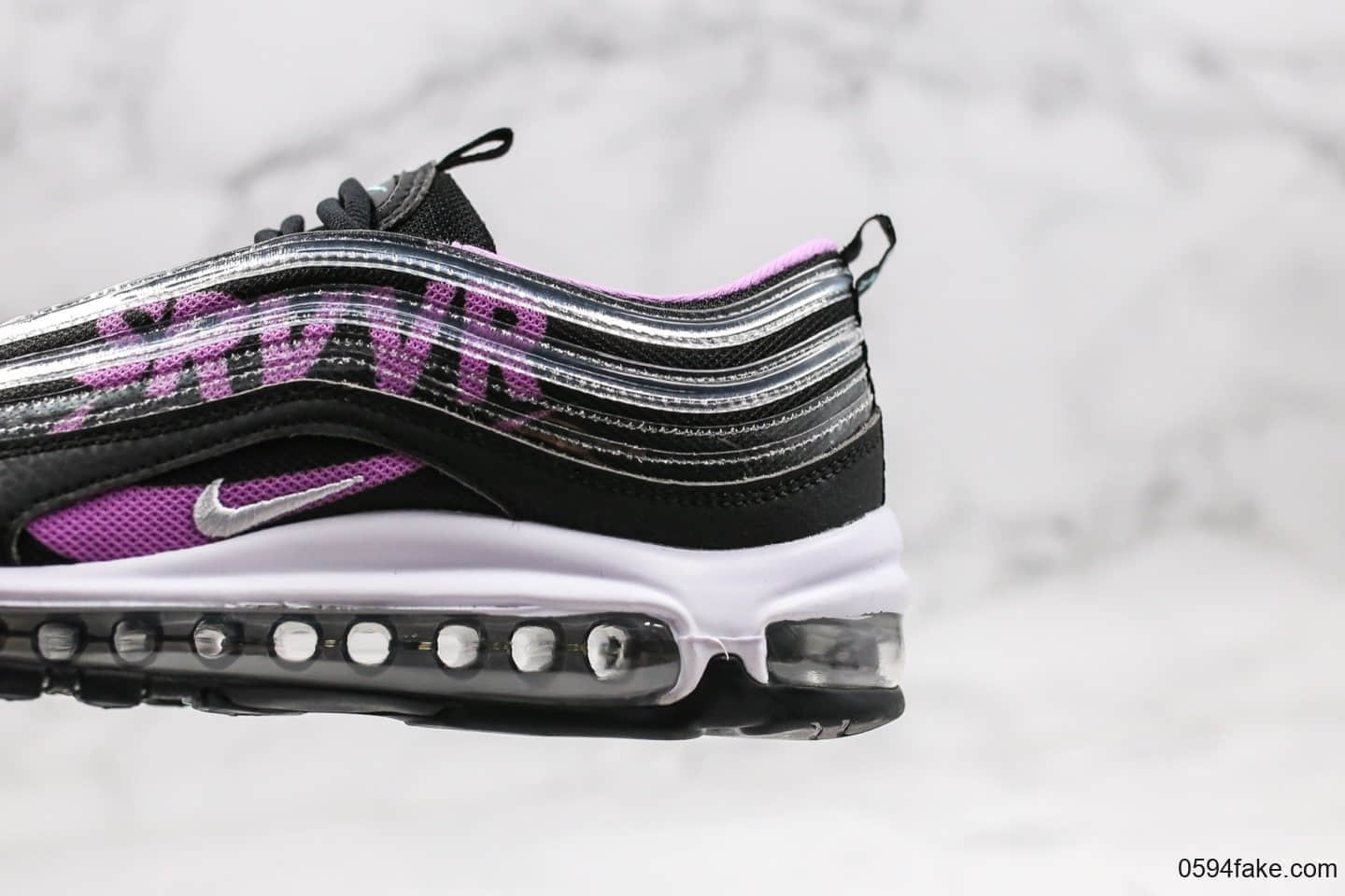 耐克Nike Air Max 97 Doernbecher纯原版本慈善限定Max 97子弹气垫鞋黑紫色内置可视全掌真气垫原盒原标 货号：BV7114-001