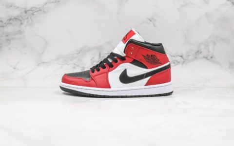 乔丹Air Jordan 1 Mid Chicago Black Toe纯原版本中帮AJ1芝加哥黑脚趾新黑红原盒原标原档案数据开发 货号：554724-069