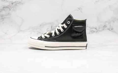 匡威Converse Chunk Taylor Side Pocket公司级版本高帮侧边黑白小口袋原厂硫化大底正确硅蓝软中底 货号：167044F