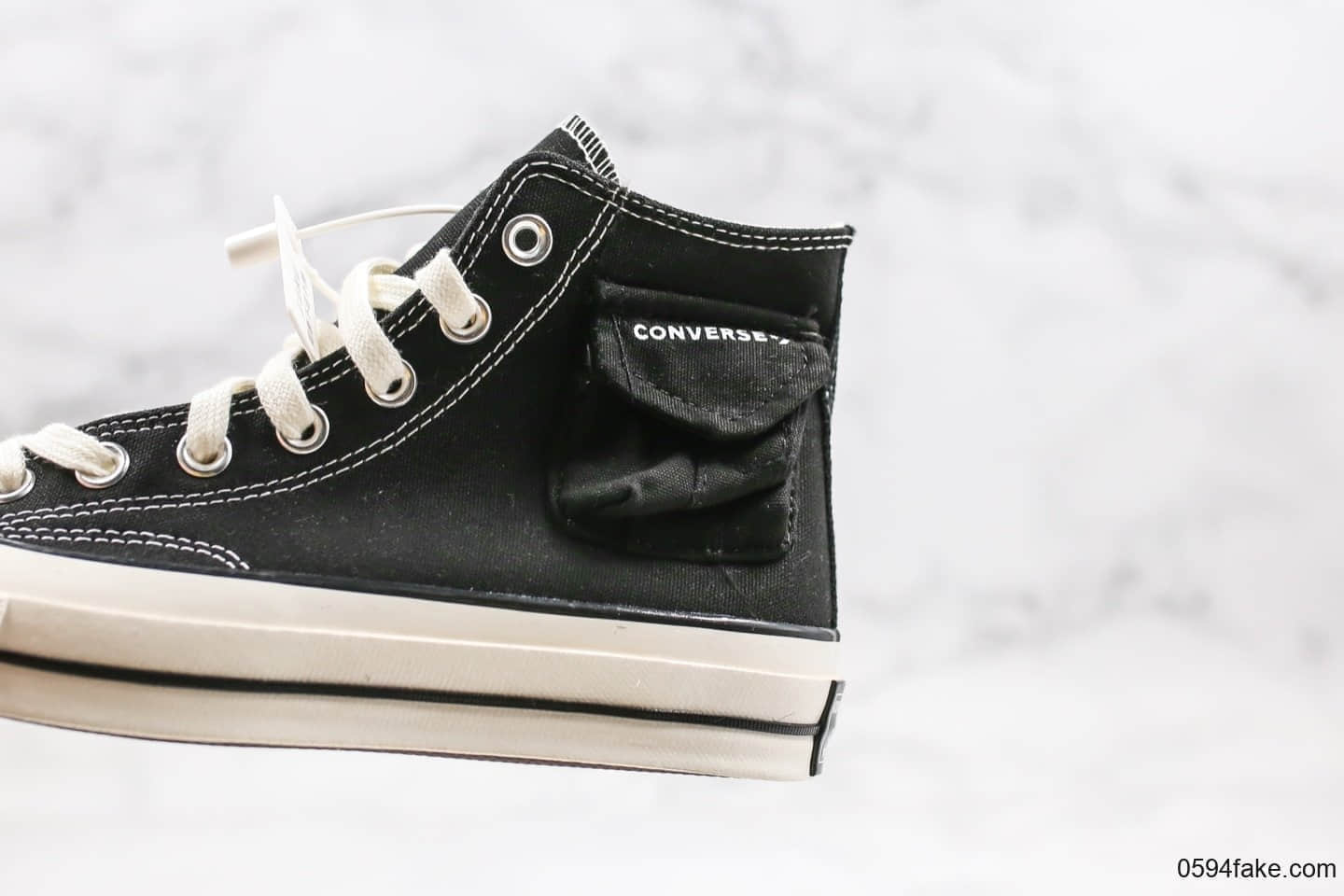 匡威Converse Chunk Taylor Side Pocket公司级版本高帮侧边黑白小口袋原厂硫化大底正确硅蓝软中底 货号：167044F