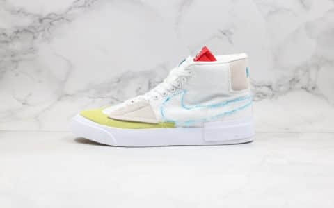 耐克Nike SB Blazer Mid纯原版本高帮开拓者拆线白蓝绿色内置Zoom气垫正确紫色盒子版本 货号：CI3833-101