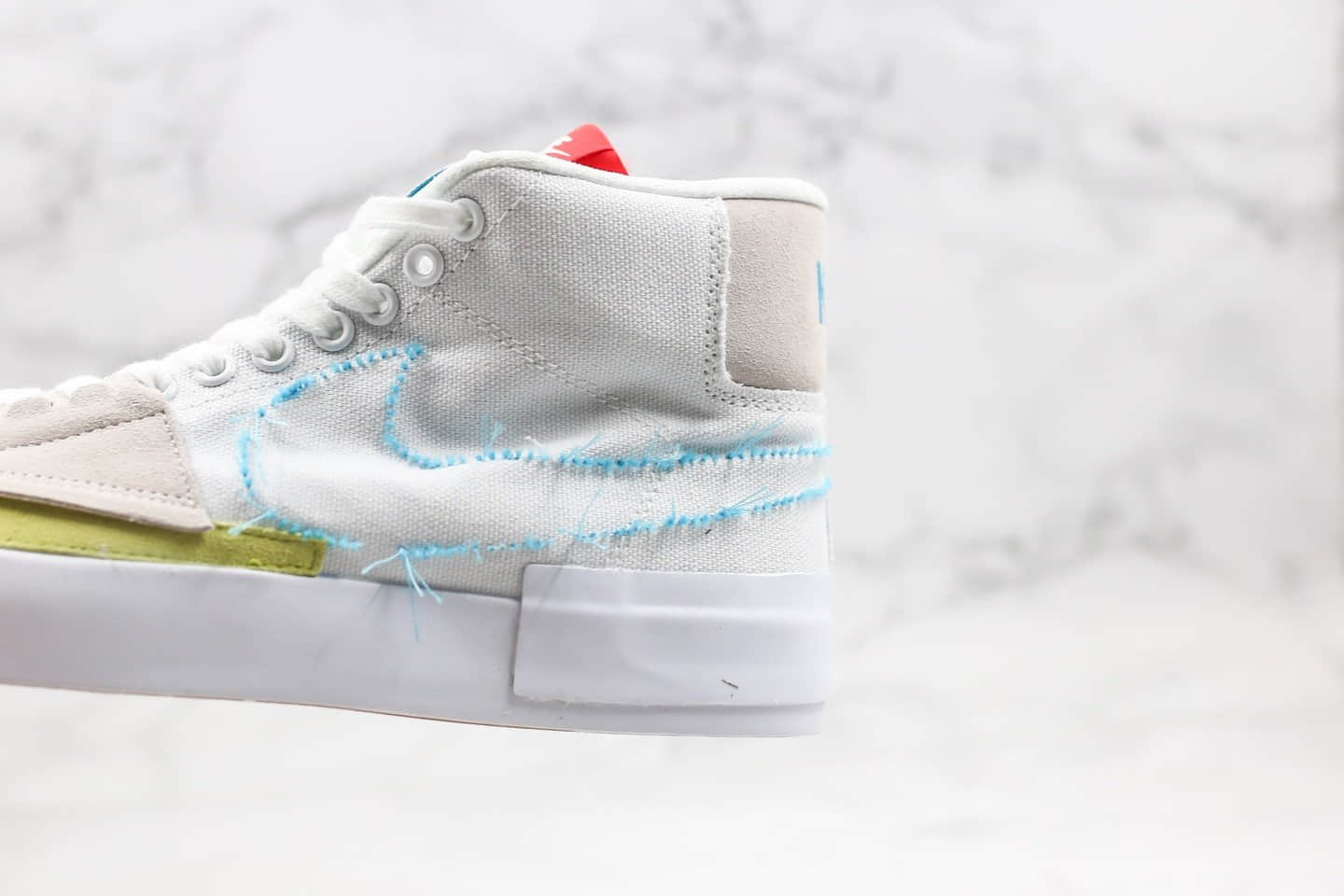 耐克Nike SB Blazer Mid纯原版本高帮开拓者拆线白蓝绿色内置Zoom气垫正确紫色盒子版本 货号：CI3833-101