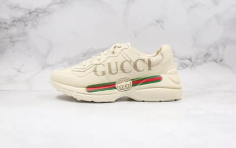 古驰Gucci Rhyton Vintage Trainer Sneaker纯原版本复古老爹鞋5D皮革角状一比一原材料打造内置防伪芯片