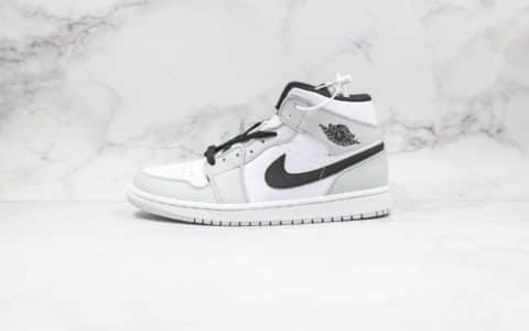 乔丹Air Jordan 1 Mid Light Smoke Grey纯原版本中帮AJ1小小迪奥灰色原档案数据开发正确后跟定型 货号：554724-092