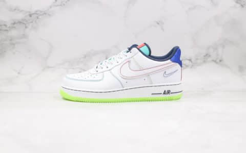 耐克Nike Air Force 1 Low Outside The L ines(GS)纯原版本低帮空军一号小亡灵节皱皮白荧光绿原档案数据开发 货号：CV2421-100