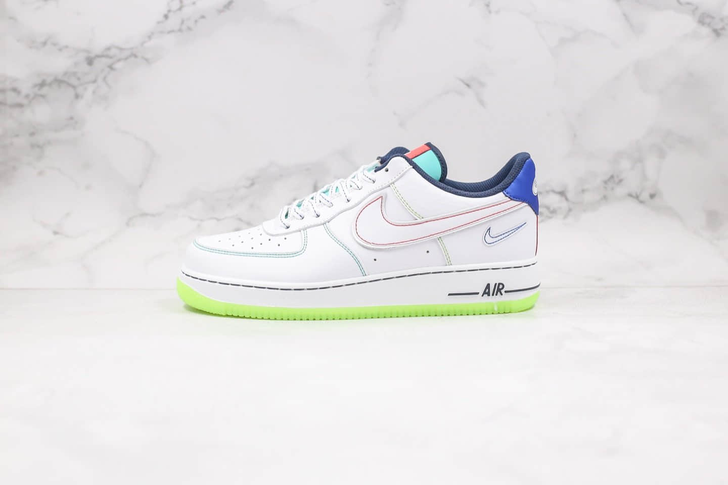 耐克Nike Air Force 1 Low Outside The L ines(GS)纯原版本低帮空军一号小亡灵节皱皮白荧光绿原档案数据开发 货号：CV2421-100