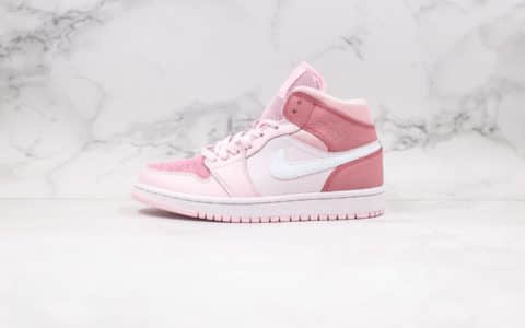 乔丹Air Jordan 1 Mid Digital Pink纯原版本中帮AJ1白粉红泡沫配色原盒原标正确鞋面皮料 货号：CW5379-600