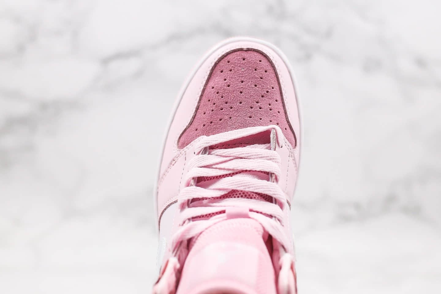乔丹Air Jordan 1 Mid Digital Pink纯原版本中帮AJ1白粉红泡沫配色原盒原标正确鞋面皮料 货号：CW5379-600
