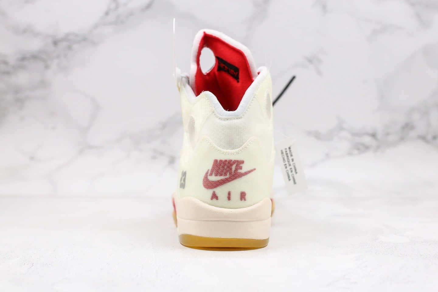 乔丹OFF-WHITE x Air Jordan 5 Cream纯原版本OW联名款AJ5奶油冰淇淋配色原盒配件3M鞋舌反光正确后跟定型 货号：CT8480-100