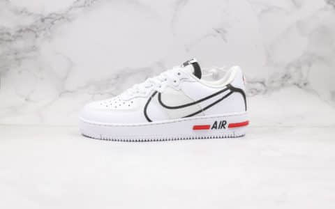 耐克Nike AIR FORCE 1 REACT WHITE D MS X纯原版本低帮空军一号白黑红波浪正确React缓震大底原盒原标 货号：CD4366-100