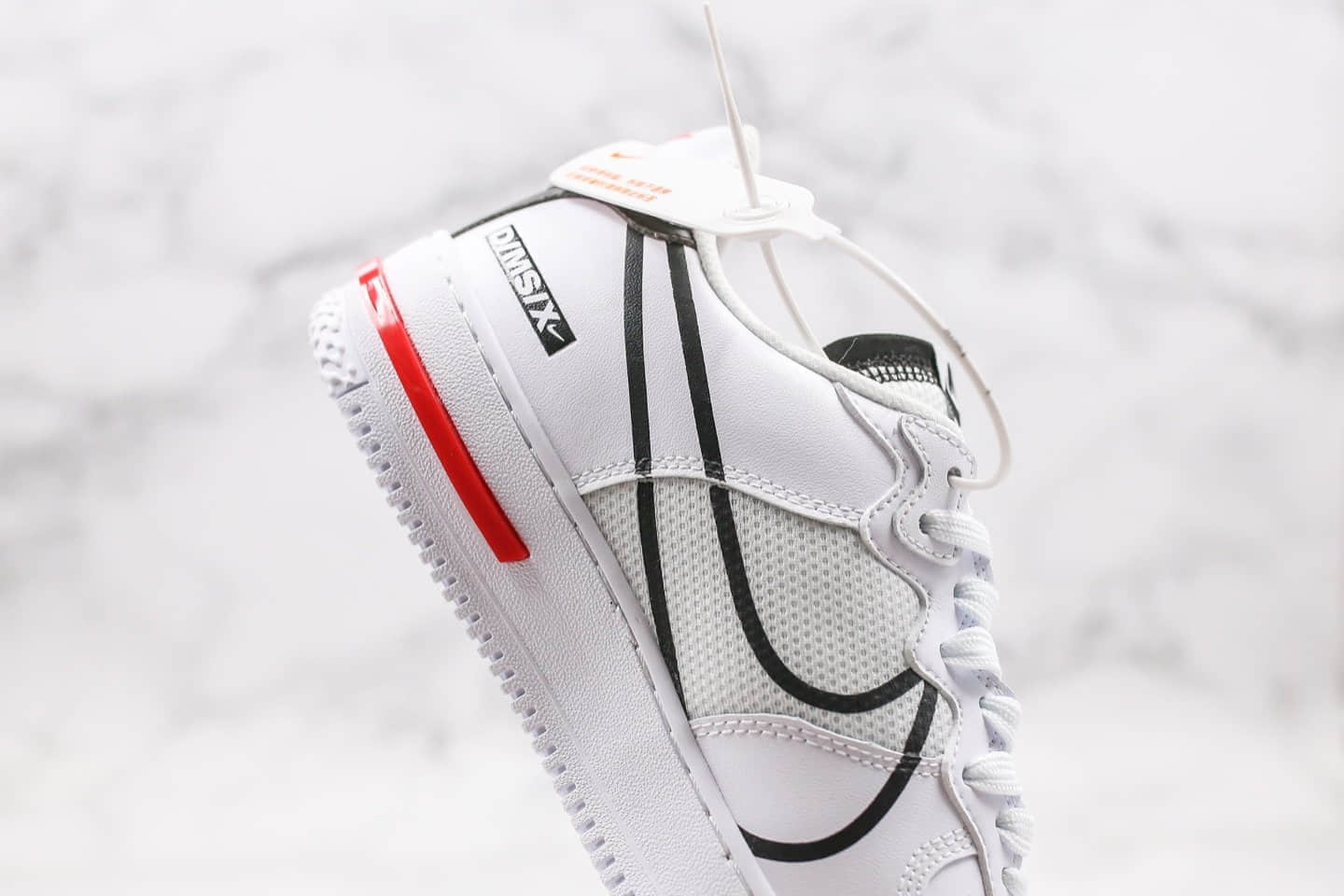 耐克Nike AIR FORCE 1 REACT WHITE D MS X纯原版本低帮空军一号白黑红波浪正确React缓震大底原盒原标 货号：CD4366-100