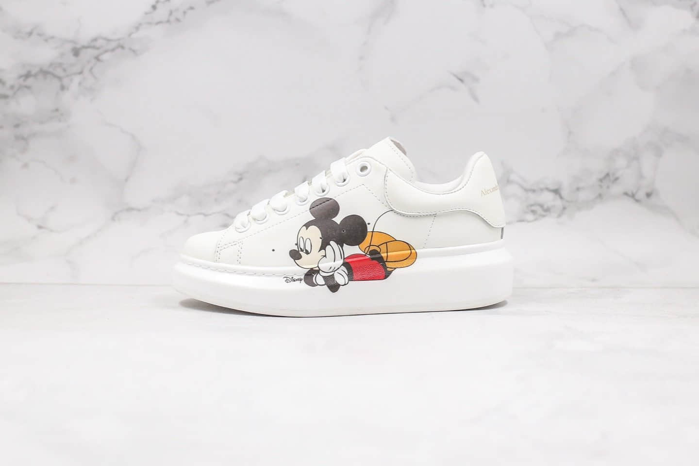 亚历山大Alexander McQueen sole sneakers纯原版本麦昆厚底小白鞋米老鼠配色原盒配件进口头层牛皮材质