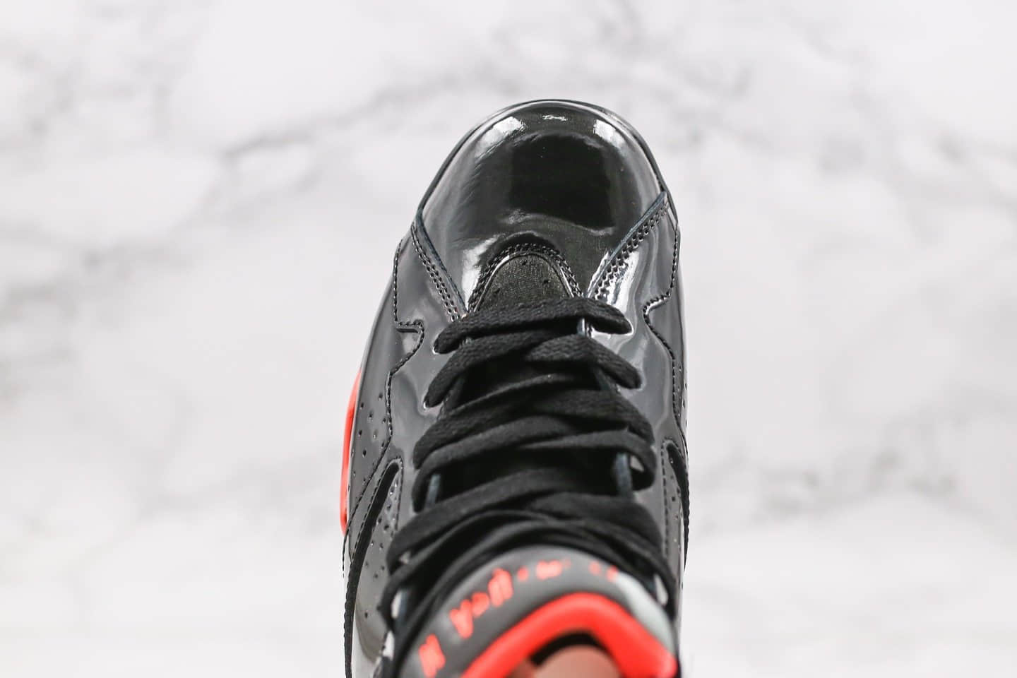 乔丹Air Jordan 7纯原版本高帮AJ7漆皮黑红配色原盒原标原档案数据开发区别市面通货版本 货号：313358-006