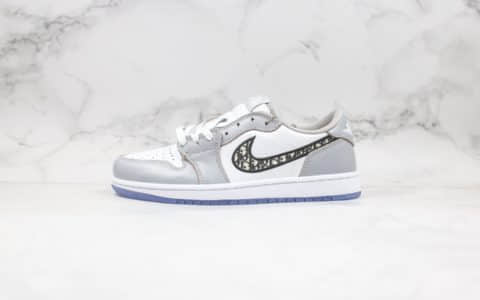 乔丹Air Jordan 1 High OG Grey x Dior联名款纯原版本低帮AJ1灰黑色原盒原标原档案数据开发 货号：CN8608-002