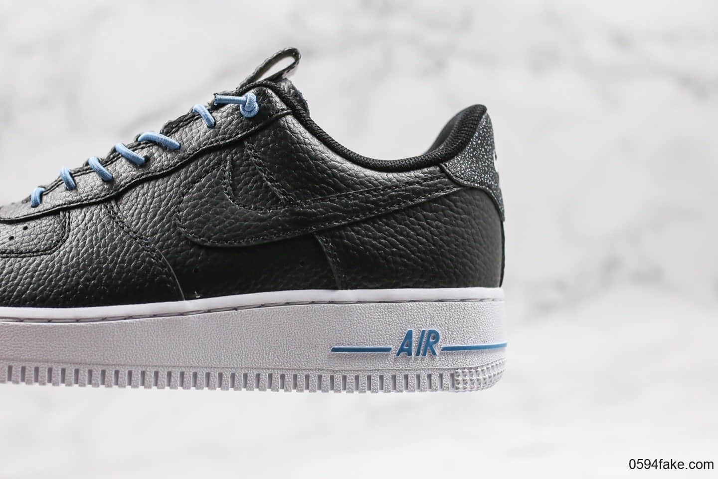 耐克Nike Air Force 1 Low Lux纯原版本低帮空军一号黑银蓝色抽绳内置全掌Sole气垫原盒原标 货号：898889-015