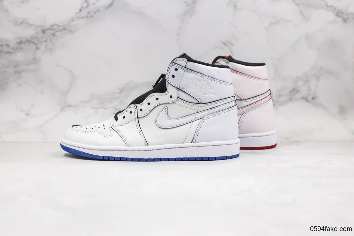 耐克Nike SB x Air Jordan 1 Lance Mountain纯原版本乔丹联名款白红蓝鸳鸯刮刮乐原档案数据开发正确内层 货号：653532-100