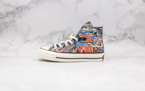 匡威Converse Chuck 1970S公司级版本高帮油画彩绘涂鸦周年款双围条硫化蓝底 货号：162050C