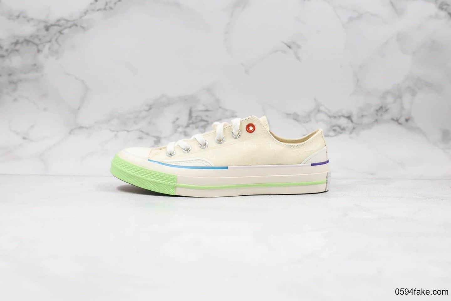 匡威Converse x Pigalle公司级版本联名款走秀七色围条米白彩虹底正确硅蓝PU中底