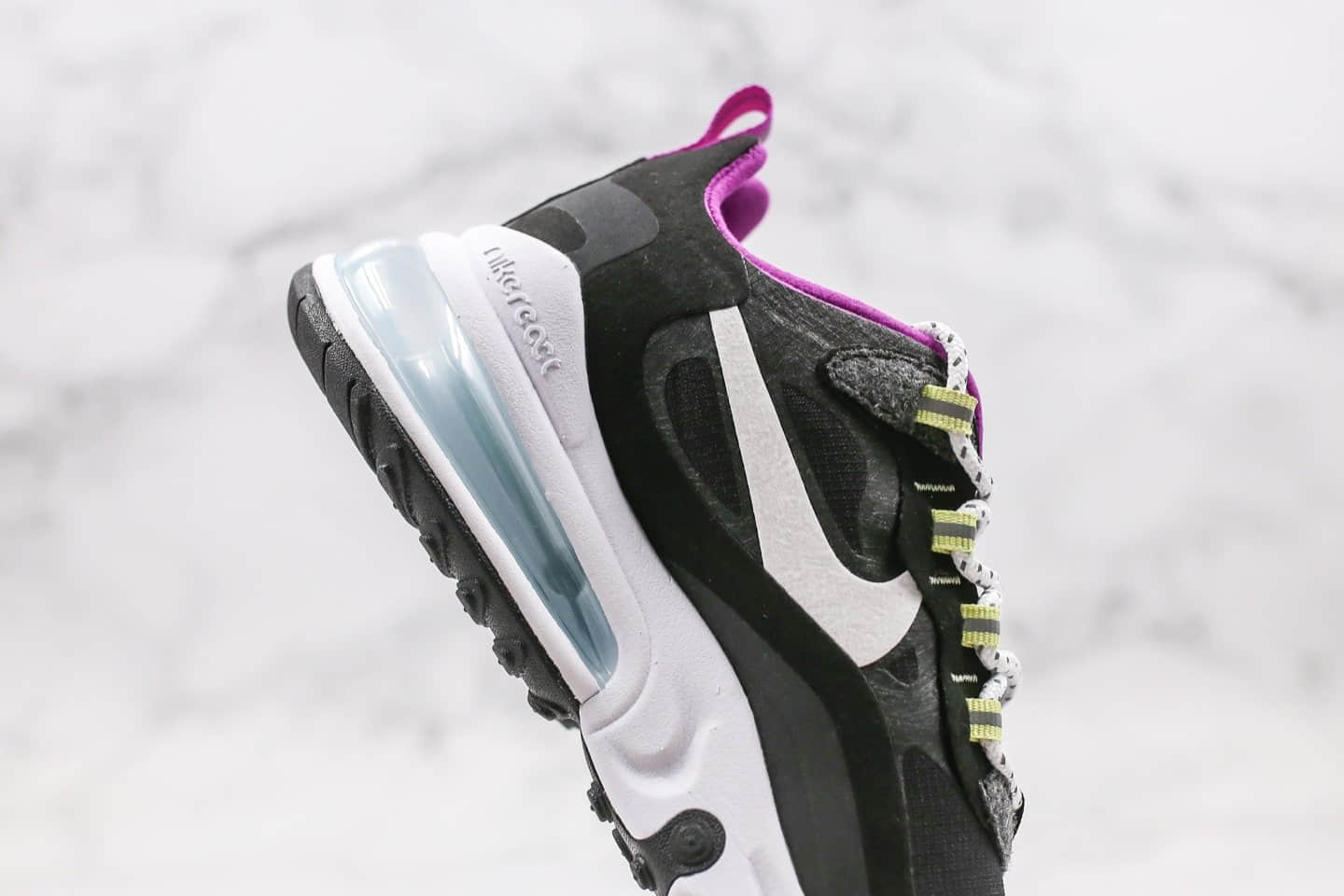 耐克Nike Max 270 React纯原版本高桥盾Max270气垫鞋黑紫色内置真实气垫原盒原标 货号：CV7956-011
