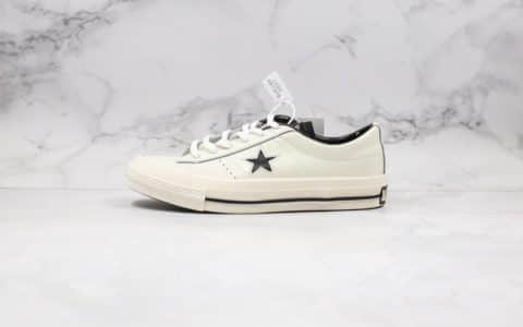 匡威Converse One Star Suede公司级版本杰克一星系列皮面低帮板鞋米白色原装硫化蓝底