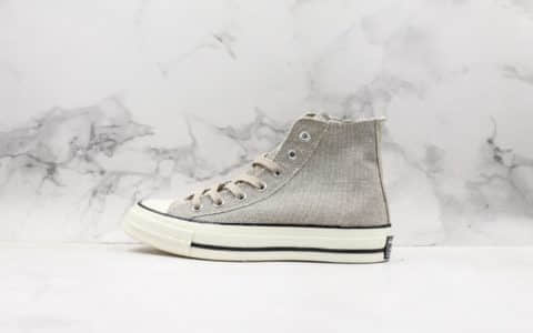 匡威Converse Chuck Taylor All Star公司级版本做旧水洗磨边复古高帮帆布鞋草木灰配色蓝底原盒 货号：164595C