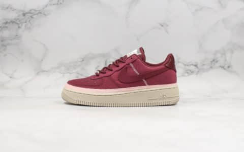 耐克Nike Air Force 1 '07 SE纯原版本空军一号低帮丝绸山楂酒红配色内置气垫正确褶皱防水面料 货号：AA0287-603