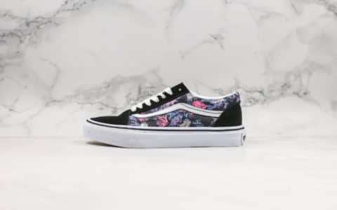 万斯Vans Old Skool公司级版本低帮板鞋紫色花卉印花配色顶级硫化