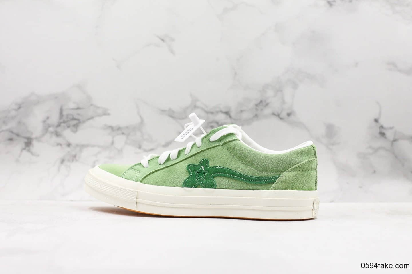 匡威Creator x Converse One Star Ox Golf Le Fleur公司级版本嘻哈歌手TTC联名小花麂皮板鞋浅绿配色软蓝底