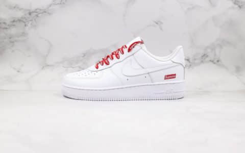 耐克Supreme x Nike Air Force 1 Low纯原版本限量联名空军一号白红配色原装抽屉盒 货号：CU9225-100