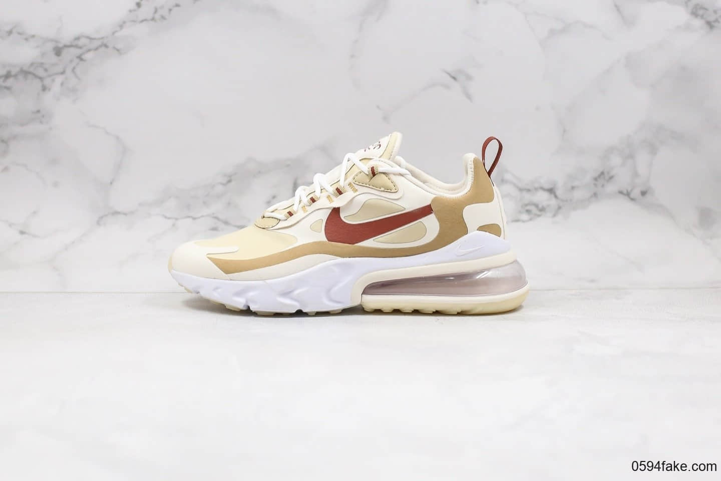 耐克Nike Air Max 270 React WMNS纯原版本气垫鞋小麦配色市面最高品质 货号：AT6174-700