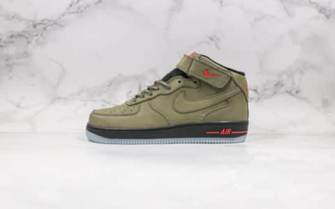 耐克Nike Air Force 1公司级版本空军一号中帮板鞋2019新版麂皮军绿色内置sole全掌气垫 货号：CJ9178-200