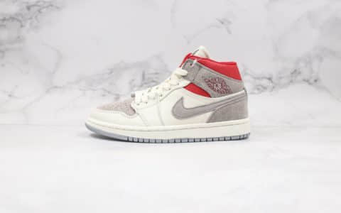 乔丹Air Jordan 1 Mid x Sneakersnstuff纯原版本联名款中帮AJ1小兔八哥米白麂皮红原档案数据开发正确飞翼LOGO 货号：CT3443-100