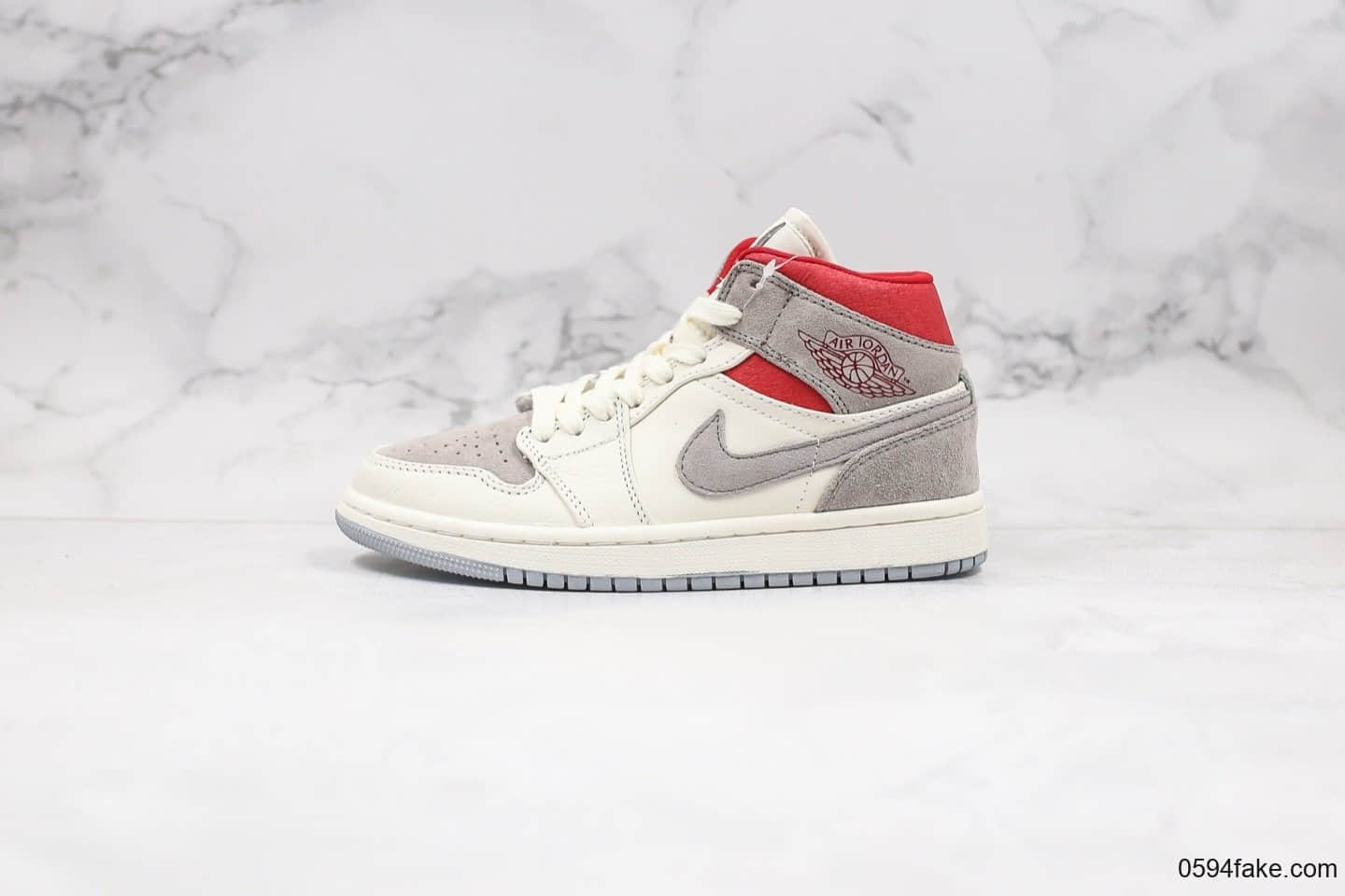 乔丹Air Jordan 1 Mid x Sneakersnstuff纯原版本联名款中帮AJ1小兔八哥米白麂皮红原档案数据开发正确飞翼LOGO 货号：CT3443-100