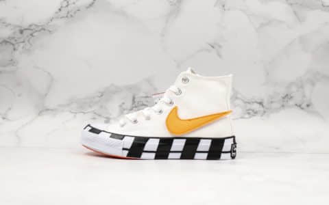 匡威Off White x Converse Chuck 1970s 2.0公司级版本联名OW休闲硫化板鞋斑马白黑橙色换钩配色原鞋开模 货号：163862C