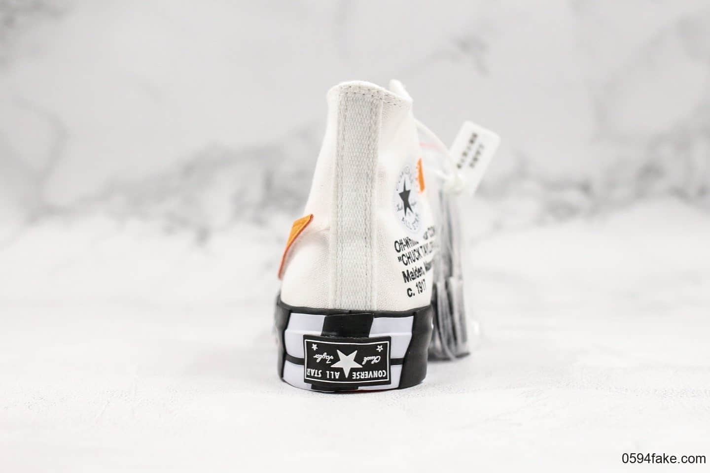 匡威Off White x Converse Chuck 1970s 2.0公司级版本联名OW休闲硫化板鞋斑马白黑橙色换钩配色原鞋开模 货号：163862C