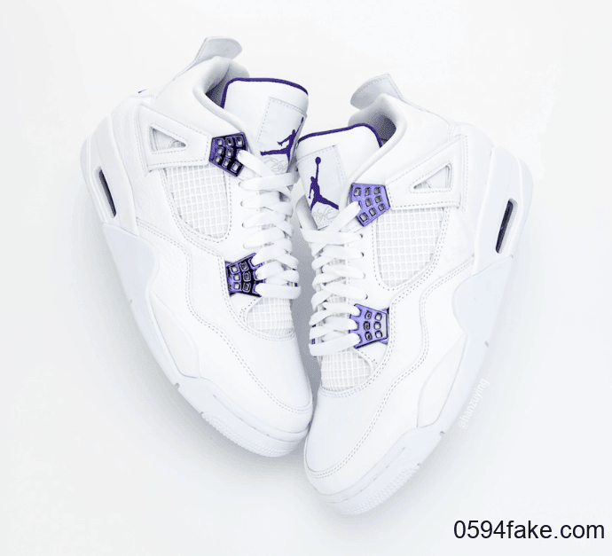 清爽白紫配色！Air Jordan 4“ Court Purple”实物图曝光！ 货号：CT8527-115