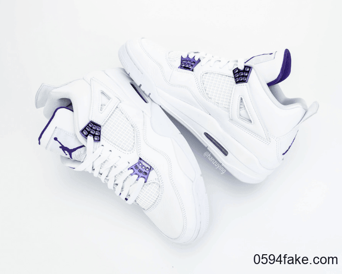 清爽白紫配色！Air Jordan 4“ Court Purple”实物图曝光！ 货号：CT8527-115