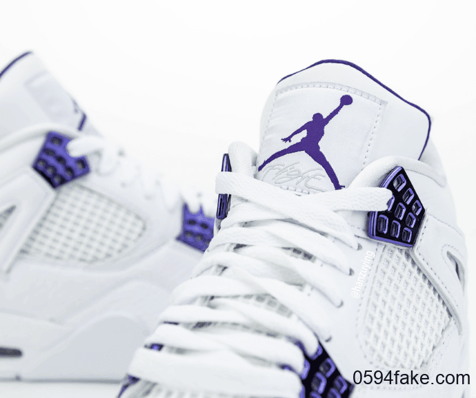 清爽白紫配色！Air Jordan 4“ Court Purple”实物图曝光！ 货号：CT8527-115