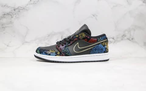 乔丹Air Jordan 1 Low BHM「Muiti-Colored Snakeskin」纯原版本低帮AJ1黑人月蛇鳞设计烫金飞翼多彩蛇纹皮革原鞋开模一比一打造 货号：CW5580-001