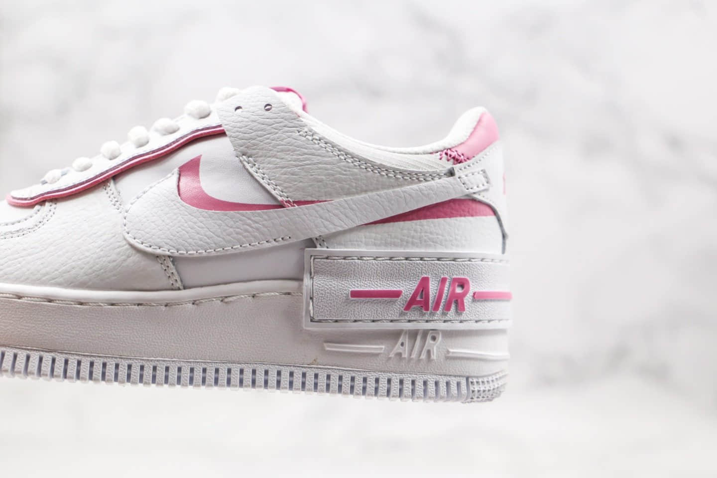 耐克Nike WMNS Air Force 1 Shadow纯原版本马卡龙空军一号白粉色原鞋开模原档案数据开发 货号：CI0919-102