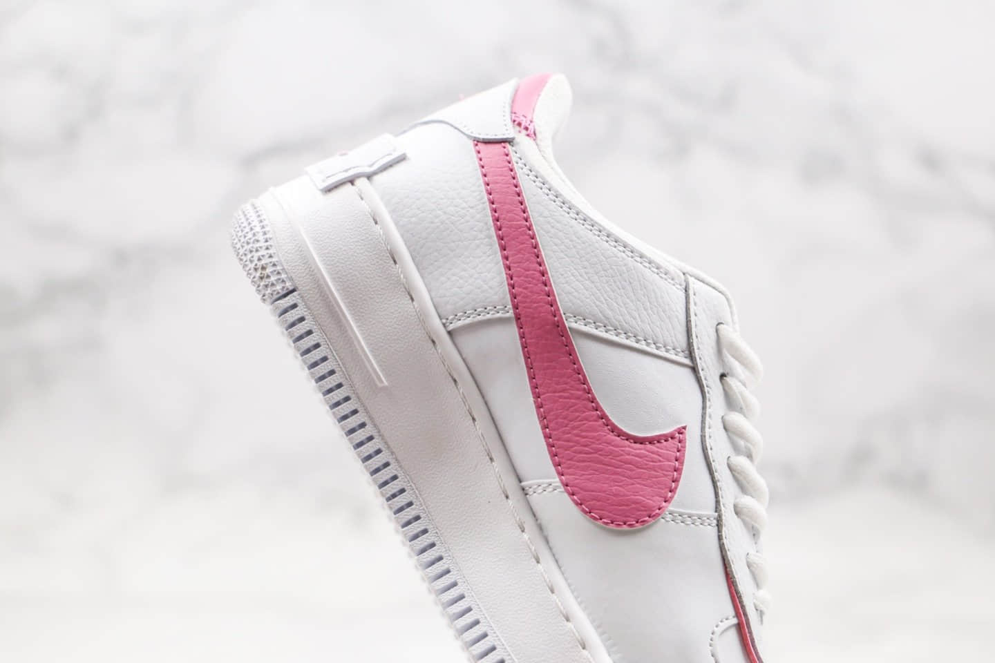 耐克Nike WMNS Air Force 1 Shadow纯原版本马卡龙空军一号白粉色原鞋开模原档案数据开发 货号：CI0919-102